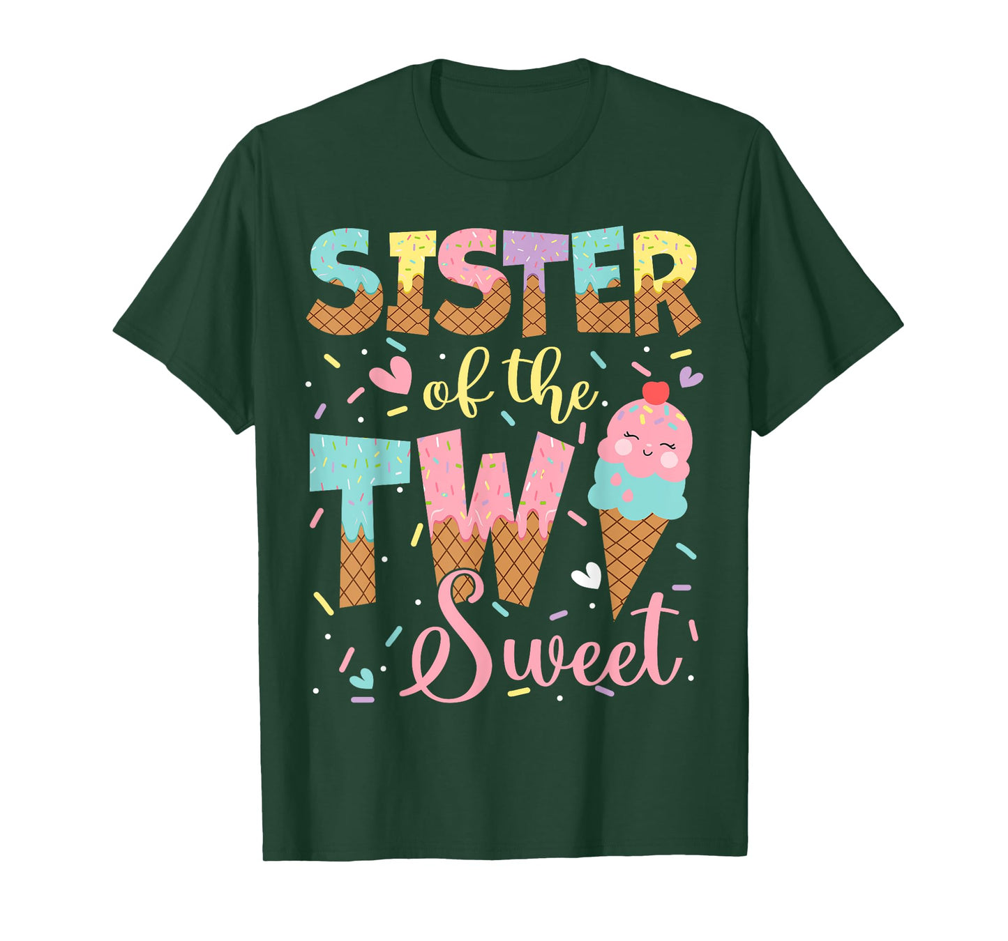 Sister Of The Two Sweet 2Nd Birthday Girl Ice Cream T-Shirt