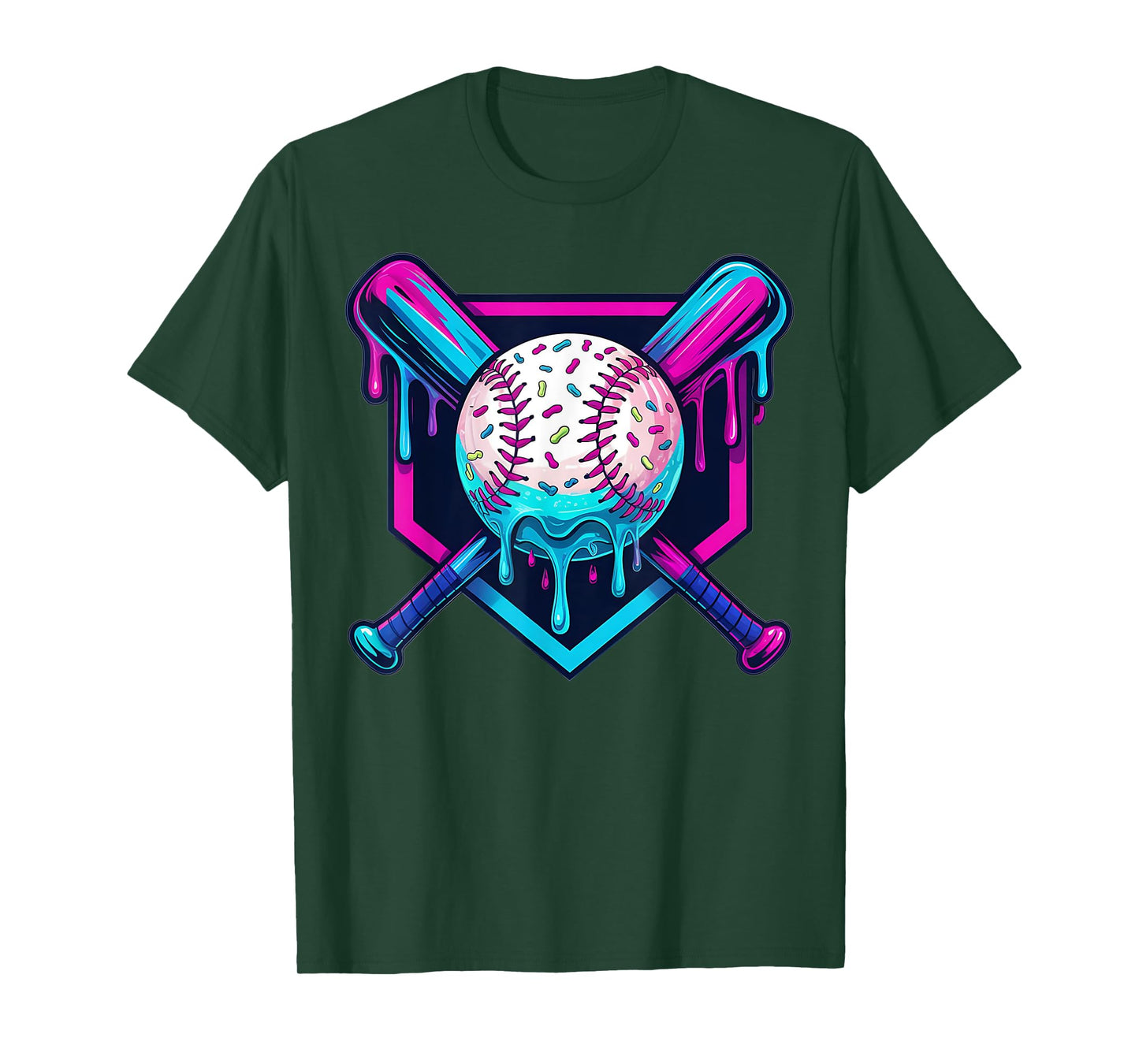 Baseball Drip For Boys Ice Cream Drip Youth Boys Baseball T-Shirt