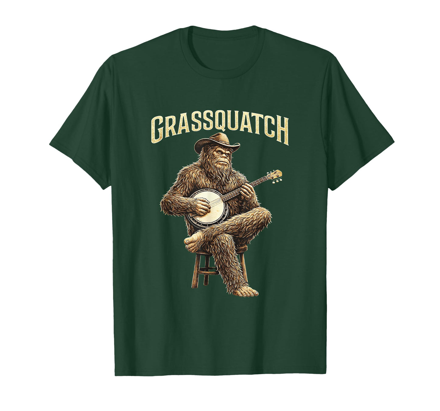 Bigfoot Grassquatch Banjo Player Bluegrass Music Banjoist T-Shirt