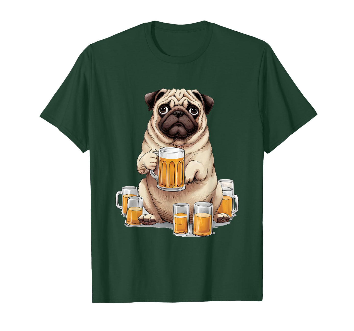 Pug Drinking Beer - Funny Beer Drinking Dog Lover Men Women T-Shirt
