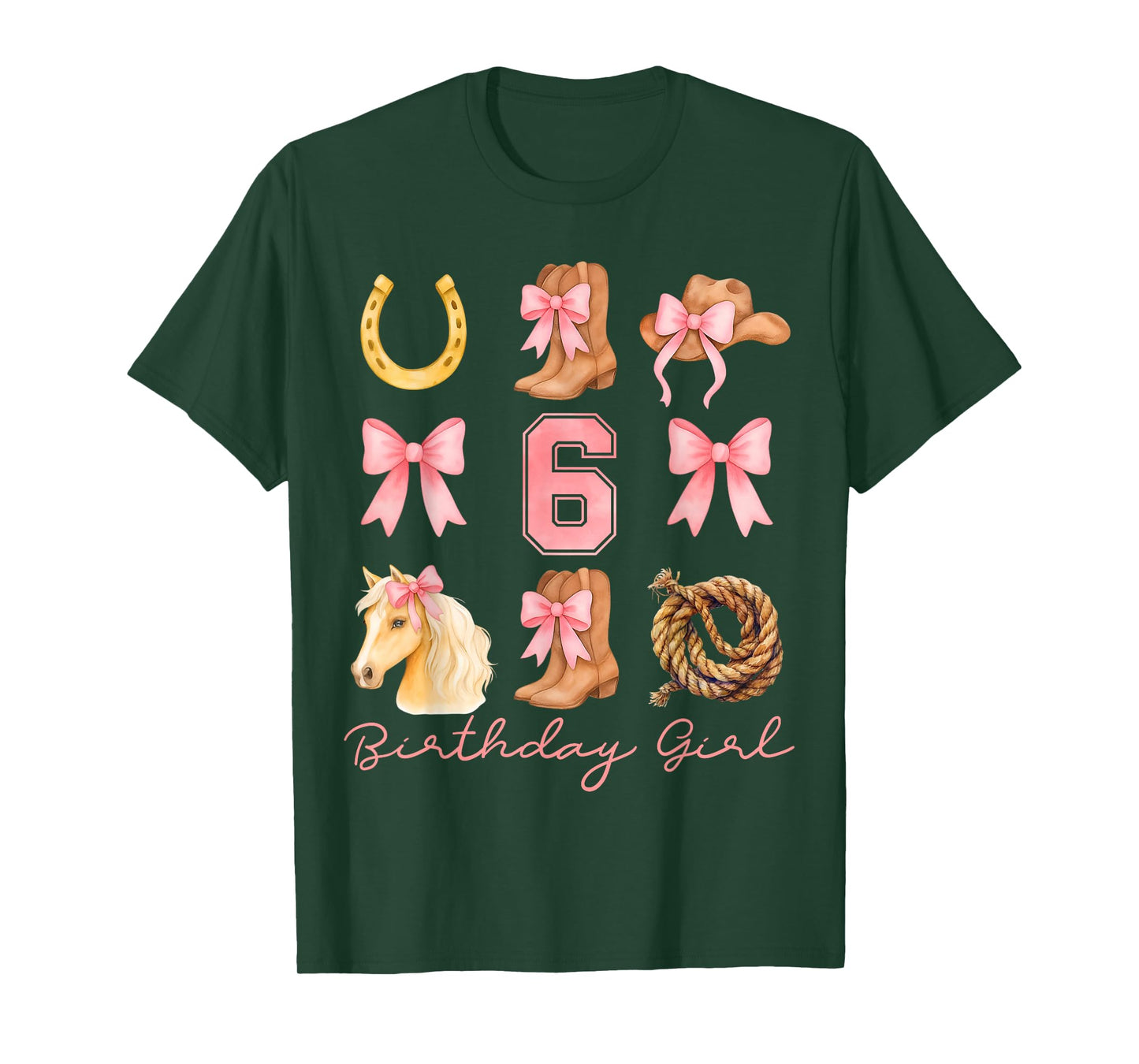 Coquette Bow 6th Birthday Girl Cowgirl 6 Year Old Western T-Shirt