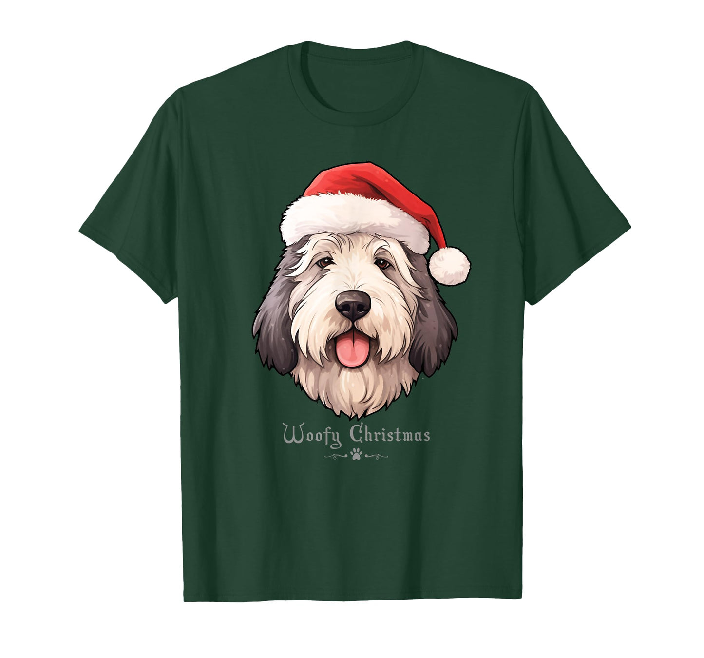 Old English Sheepdog Funny Woofy Christmas Simple Design T-Shirt