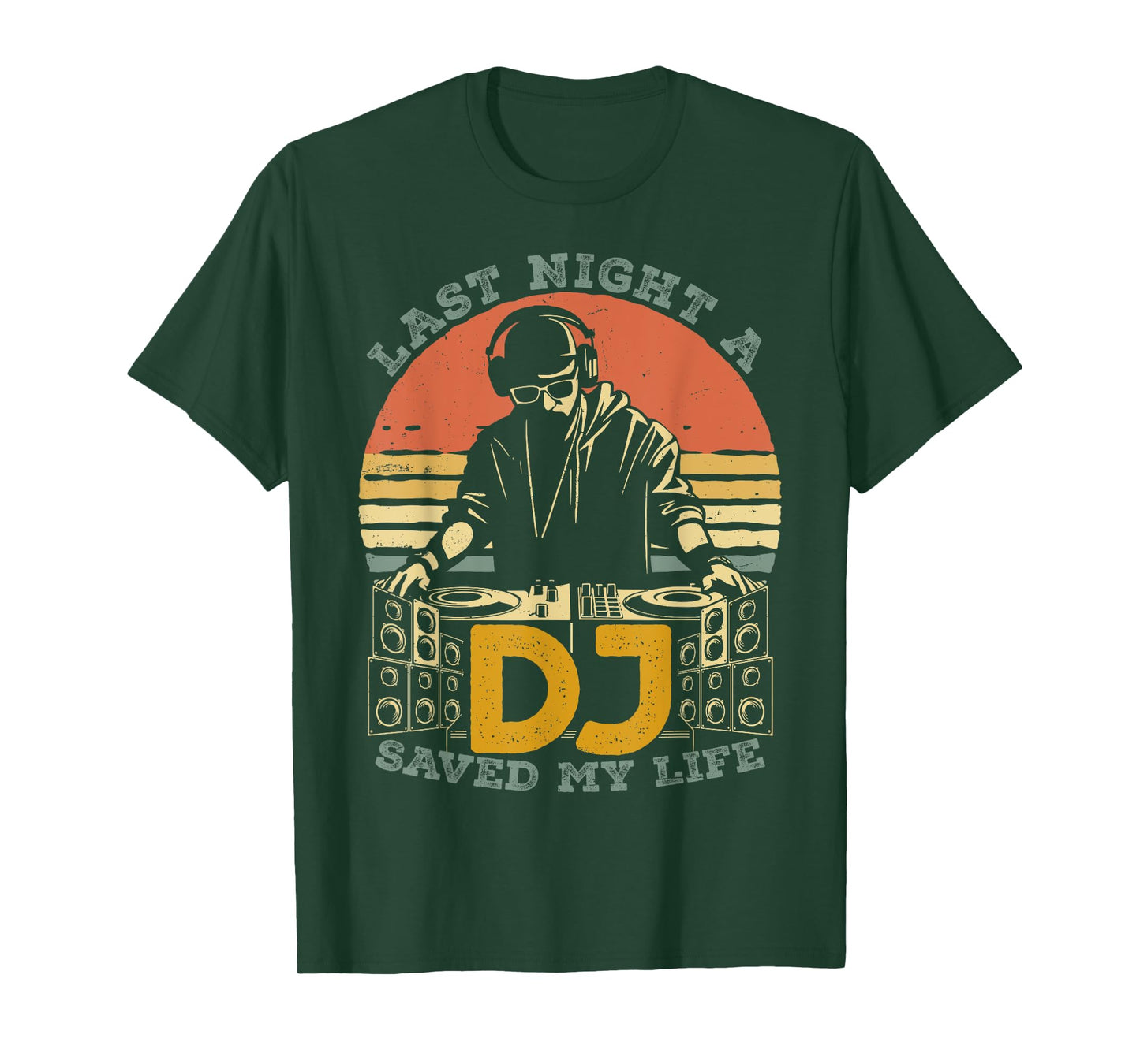 Last Night A DJ Saved My Life Retro Vintage Sun Music T-Shirt