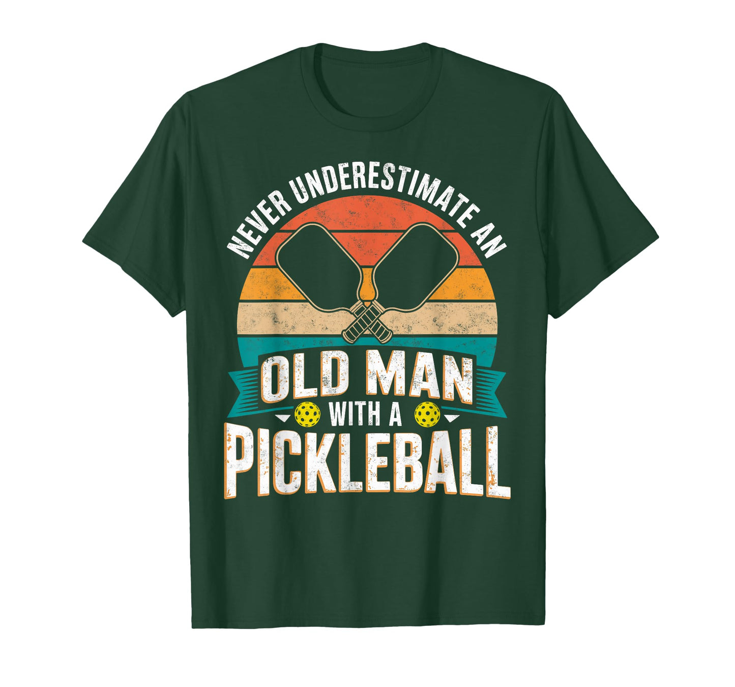 Never Underestimate Old Man with a Pickleball Paddle Grandpa T-Shirt