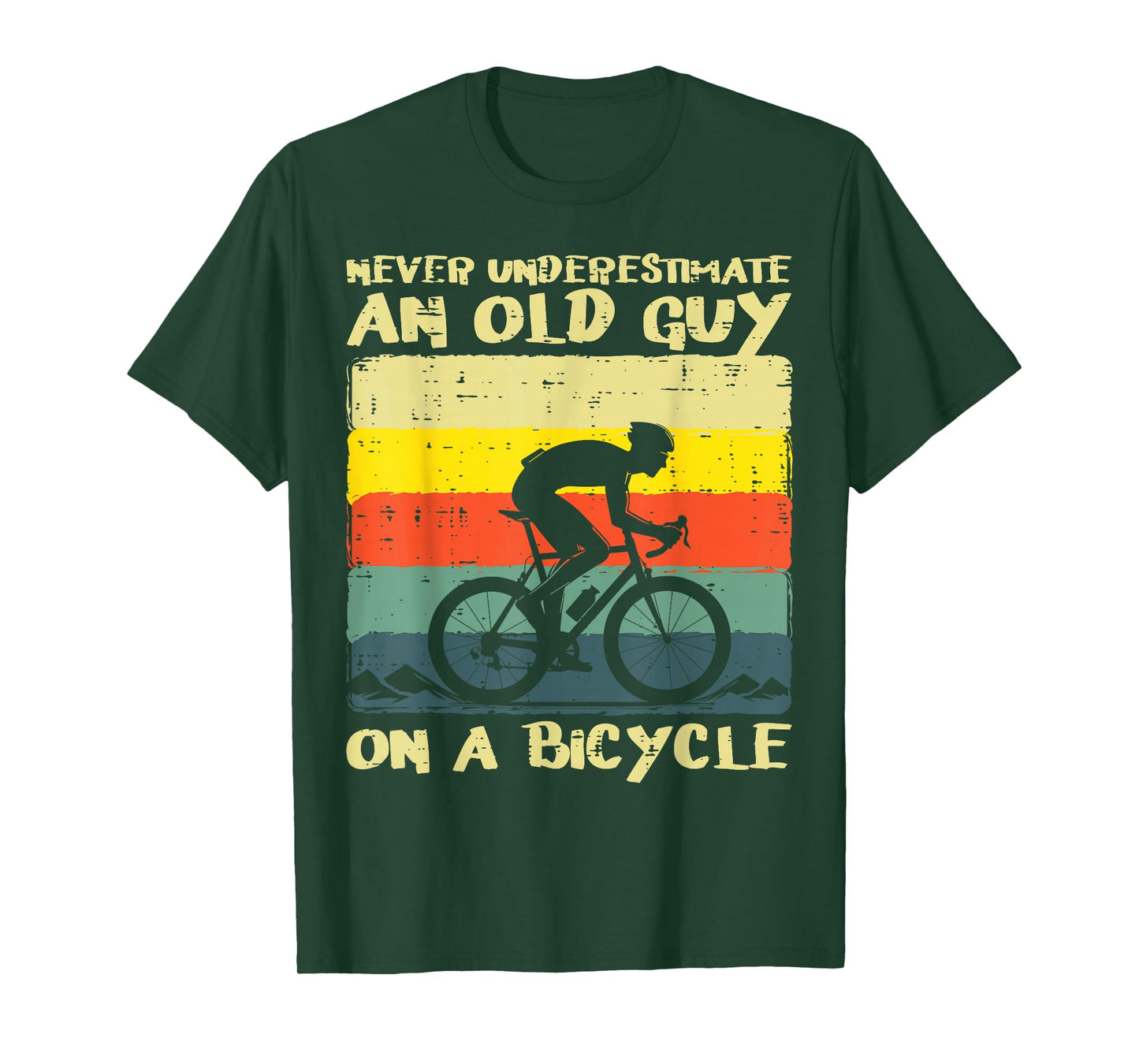Never Underestimate Old Guy Bicycle Funny Cyclist Dad Men T-Shirt