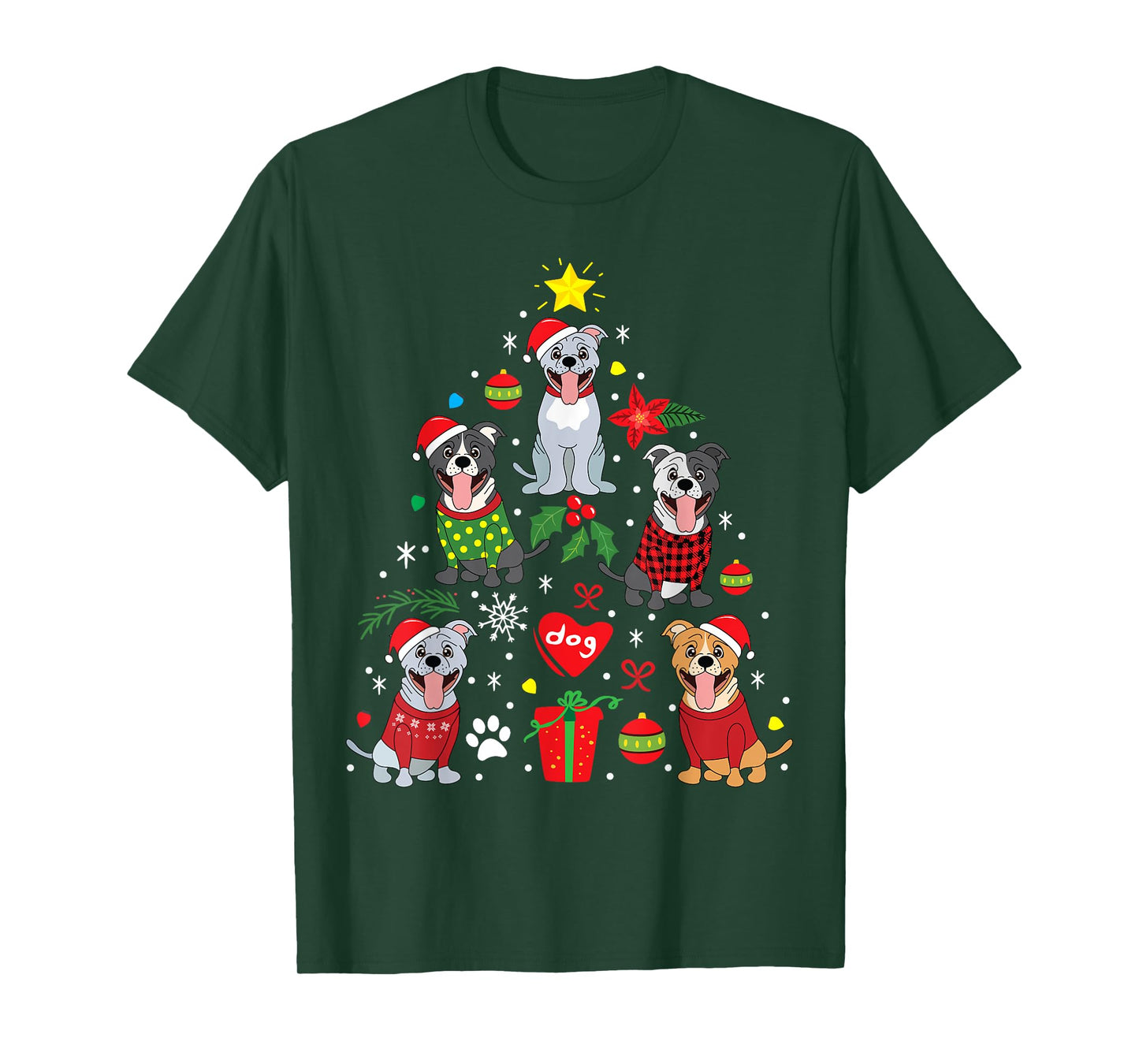 Pit Bull American Staffordshire Christmas Gift T-Shirt for Men Women Kids