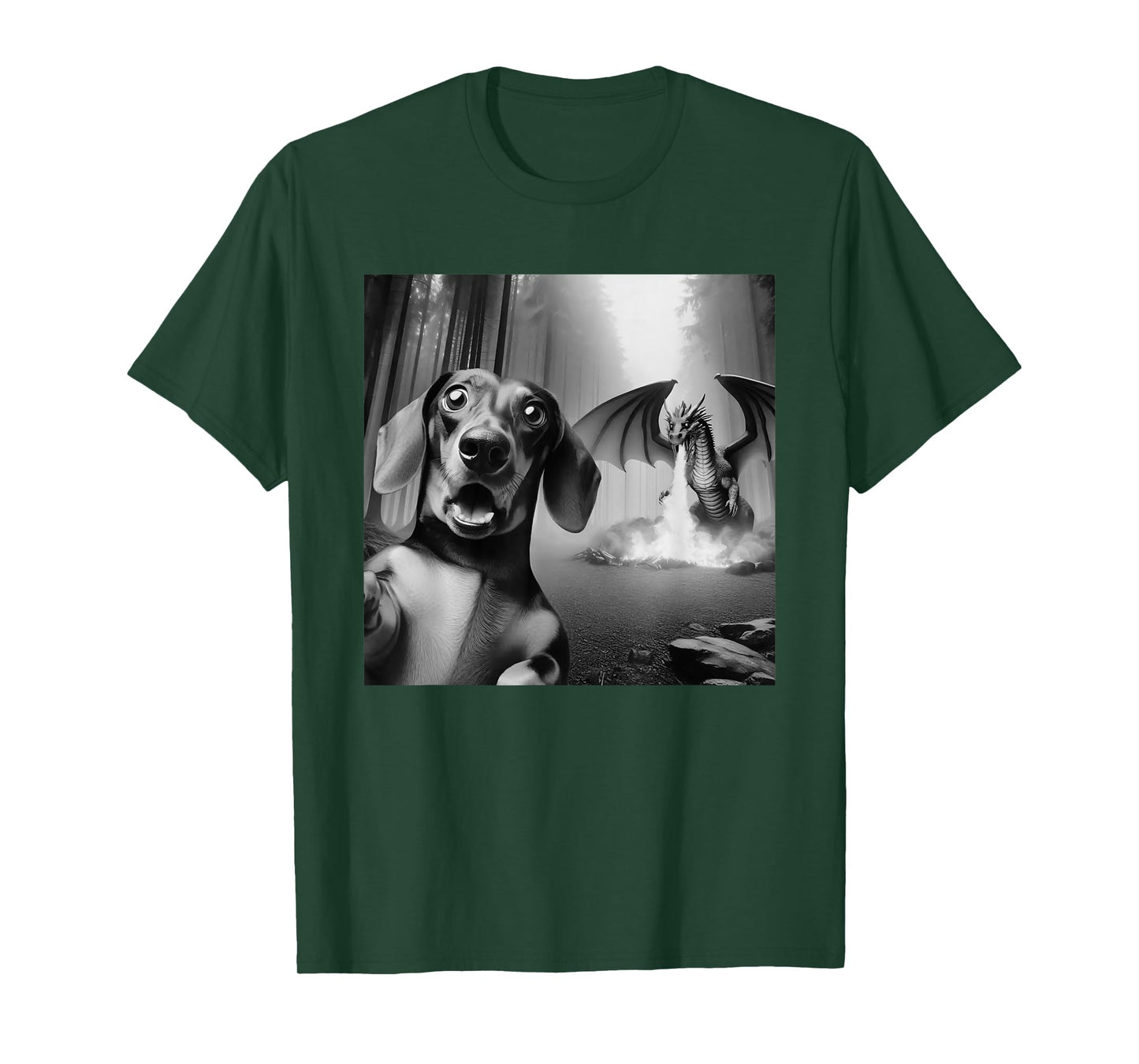 Funny Dachshund Selfie with dragon surprised Dachshund T-Shirt