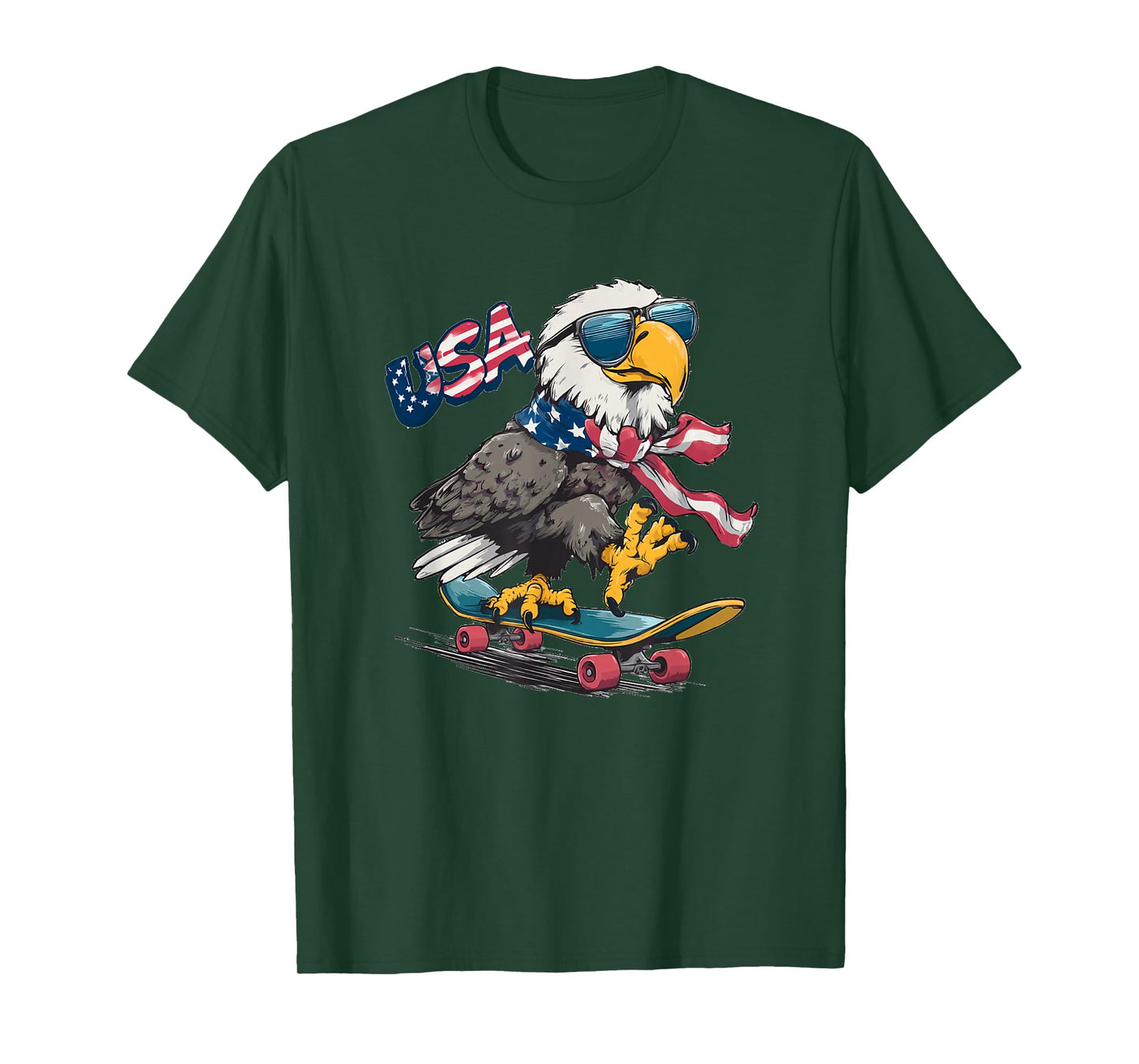 Patriotic Skateboard Costume with USA and Eagle T-Shirt