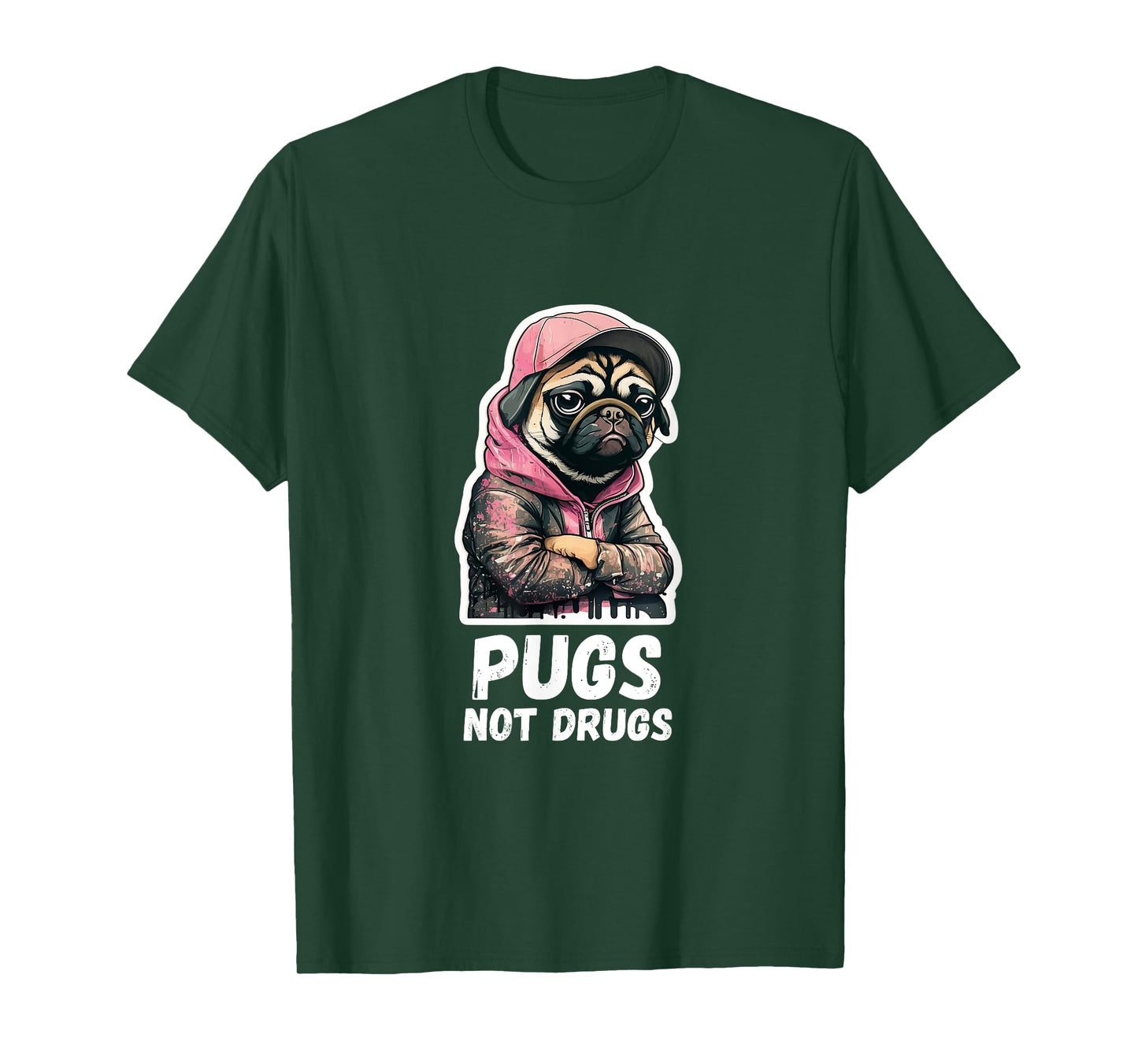 Pugs, not Drugs - Moody Cool Pug Funny Dog Pugs Lover T-Shirt