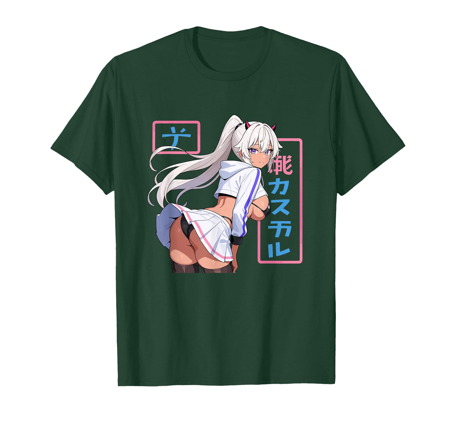 Waifu Sexy Anime Girl Horns Mini Skirt Japanese Manga Style T-Shirt