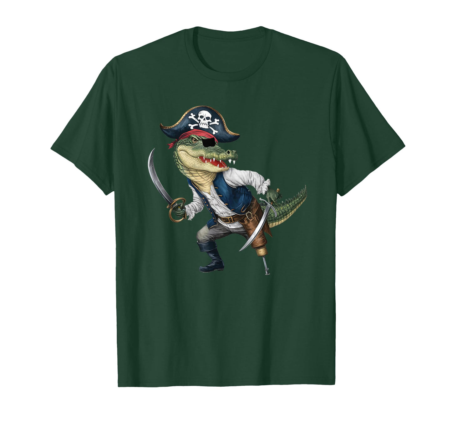 Alligator Pirate Halloween Mens Womens Kids Pirate Funny T-Shirt