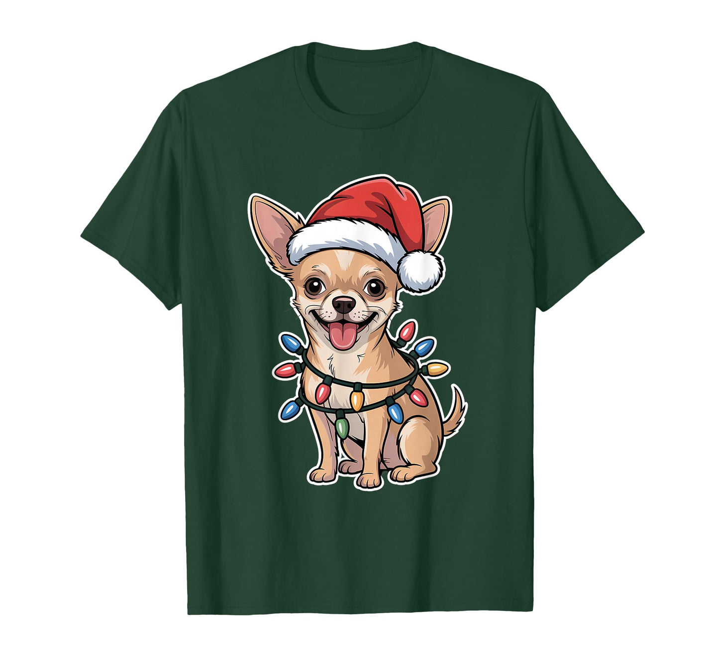 Chihuahua Wrapped in Christmas Lights T-Shirt