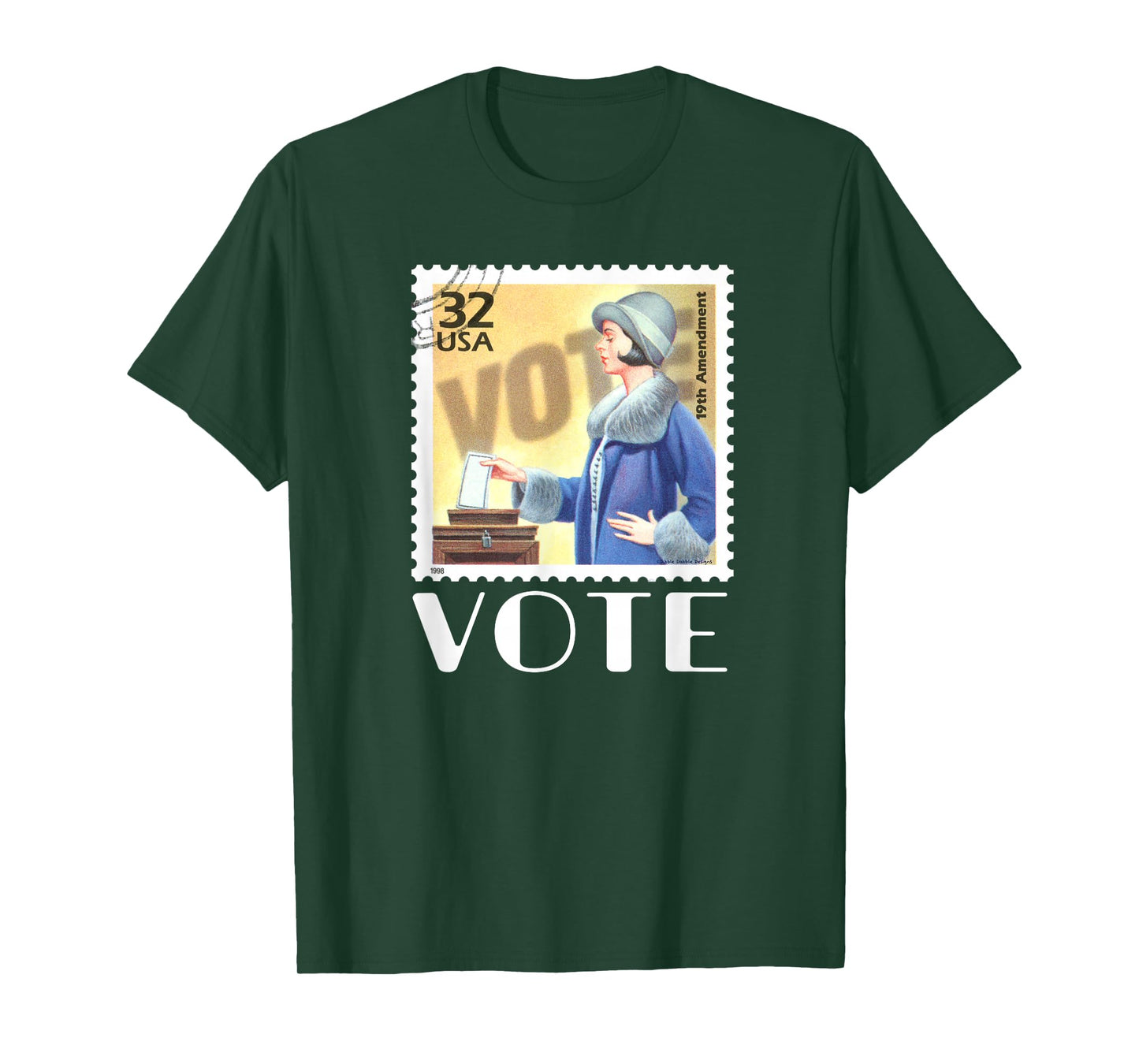 Retro 19th Amendment Stamp Women's Rights VOTE T-Shirt