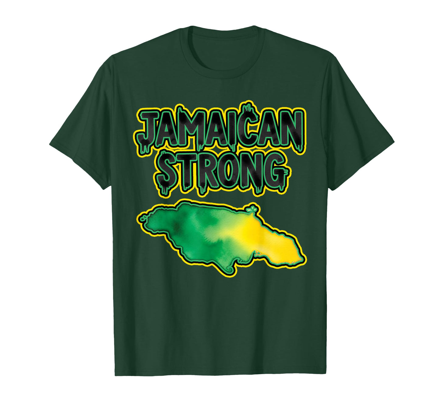Jamaica Strong Shirt Watercolor Style Country Map Design T-Shirt