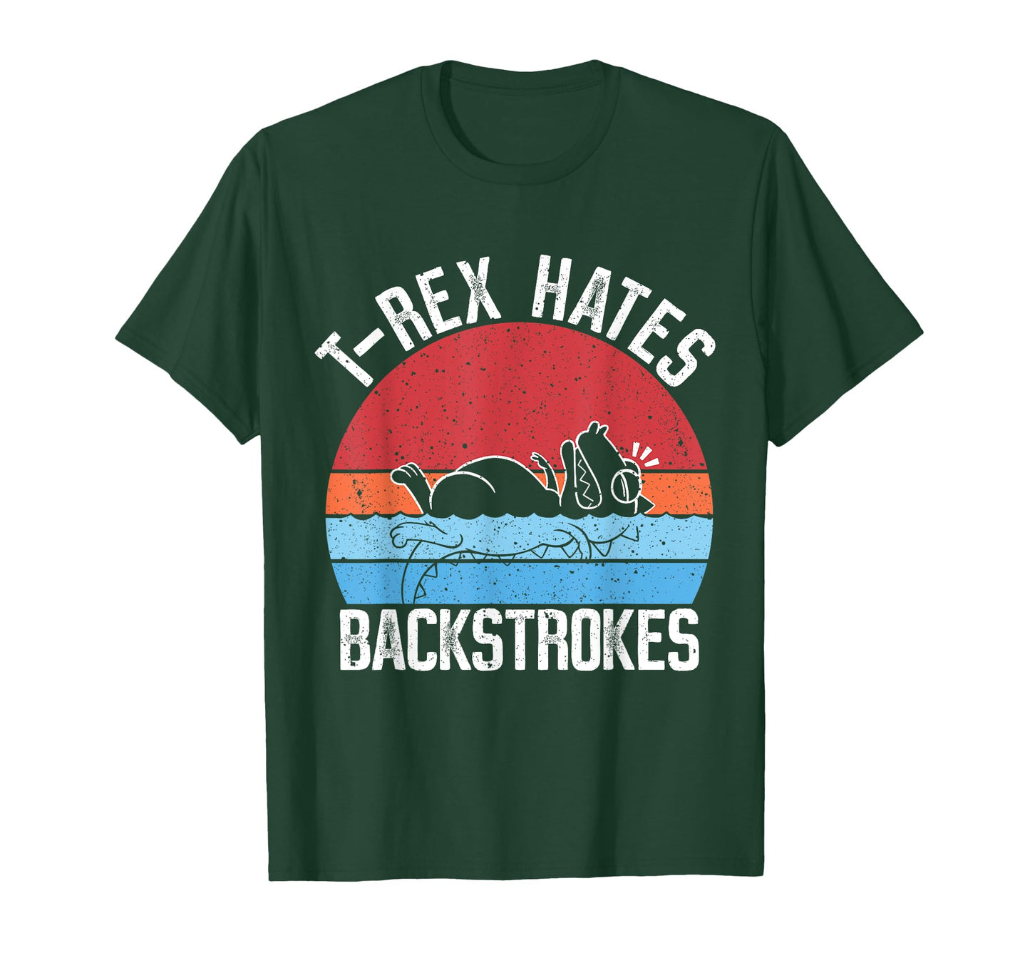 Funny Swimming Swimmer T-rex Hates Backstrokes Retro T-Shirt