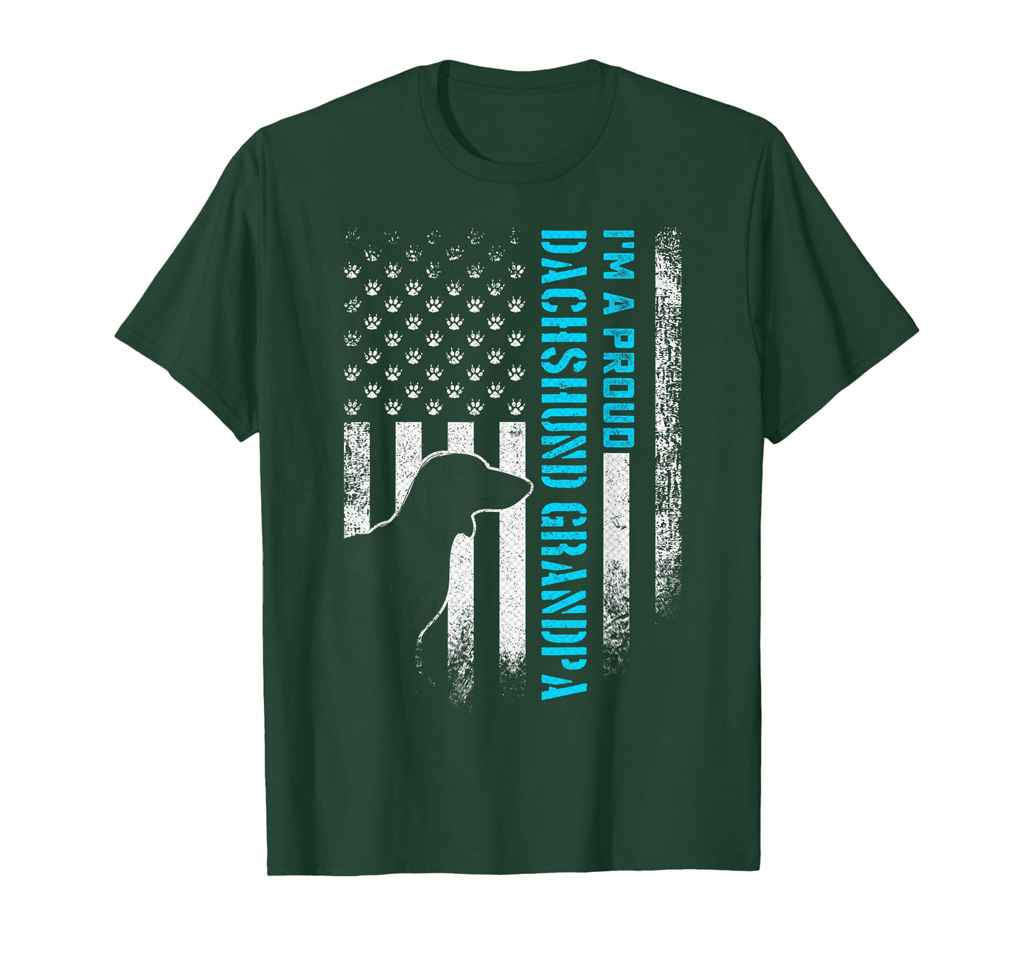 Vintage USA Flag I'm A Proud Dachshund Dog Grandpa Wiener T-Shirt