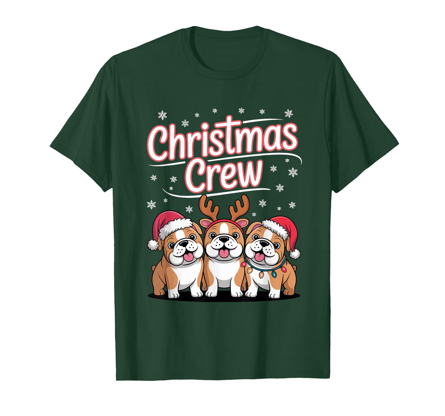 Christmas Crew Xmas Puppy Funny Christmas English Bulldog T-Shirt