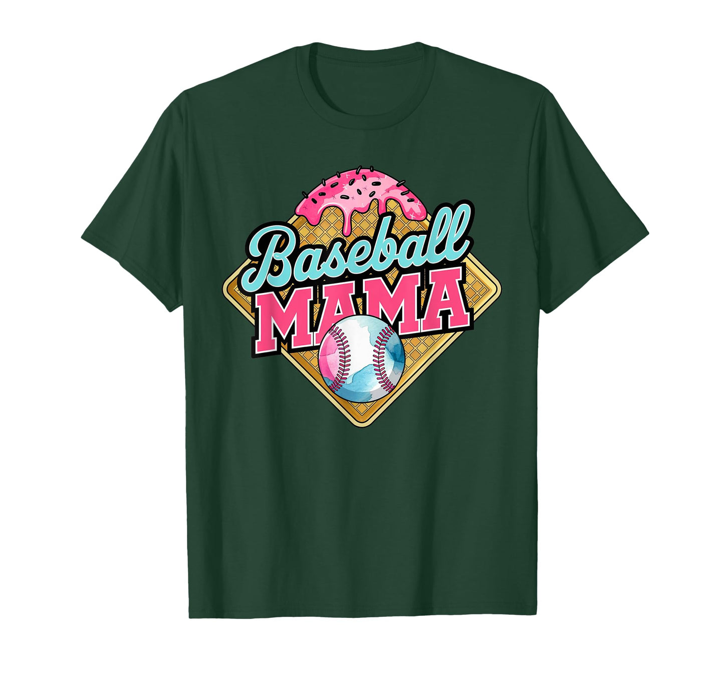 Baseball Mama Home Plate Ice Cream Drip Mother's day Funny T-Shirt