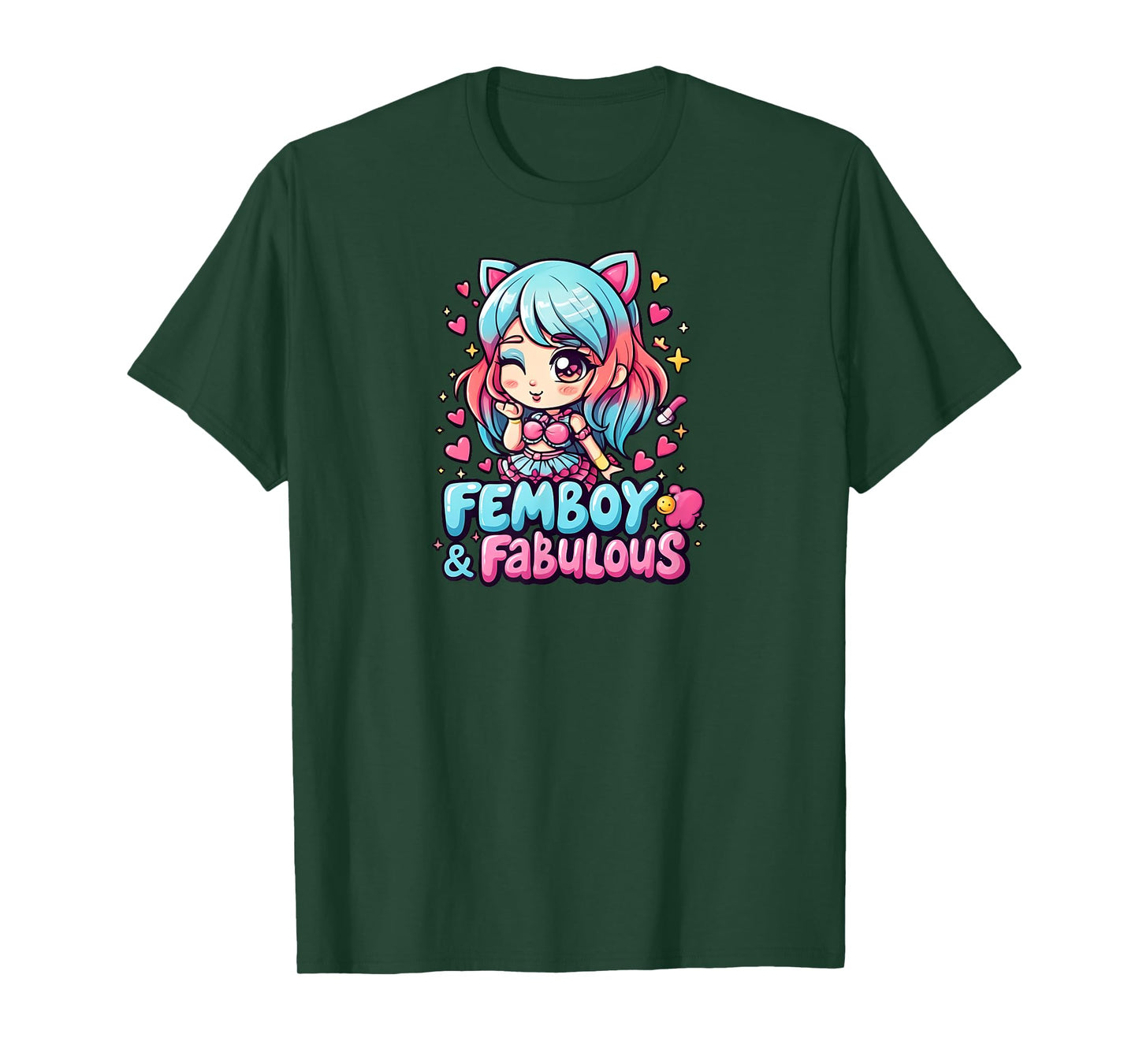Femboy Fabulous Anime Kawaii Aesthetic Hearts T-Shirt