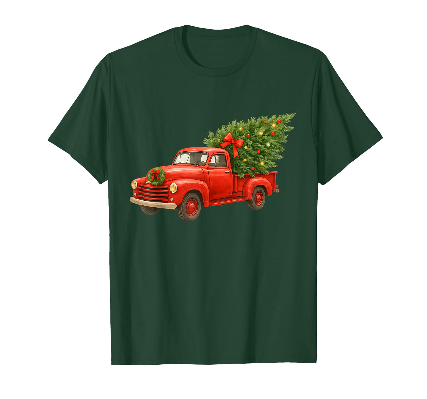 Vintage Red Truck Christmas Tree Winter Season T-Shirt