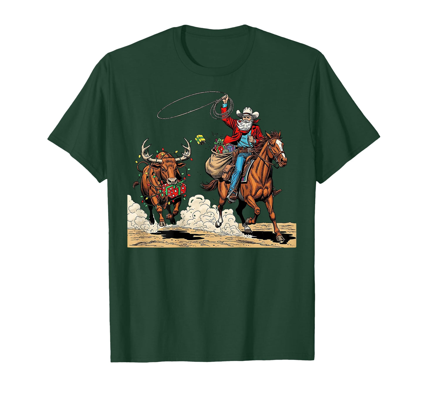 Funny Cowboy Santa Christmas Holiday Western Style Gifts T-Shirt