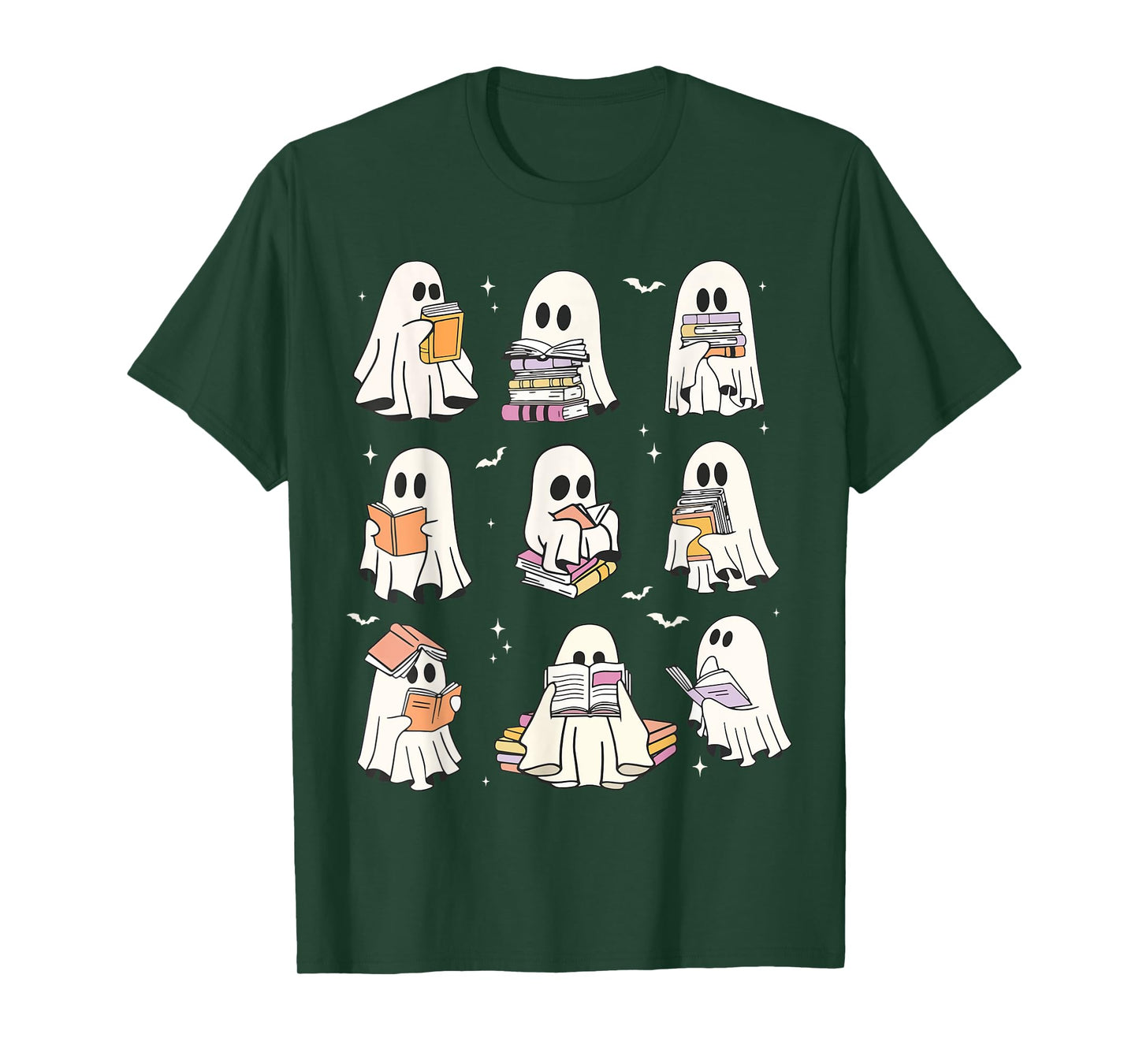 Cute Ghost Reading Book Lovers Halloween Funny Ghost Book T-Shirt