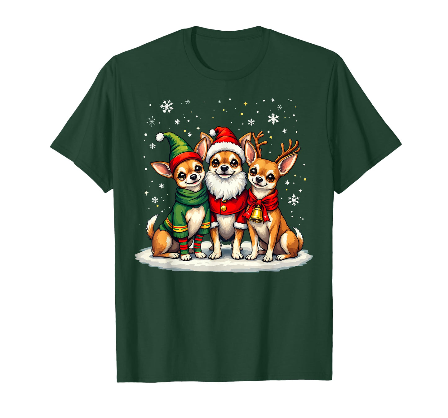 Chihuahua Christmas Dogs Funny Santa Reindeer Elf Holiday T-Shirt