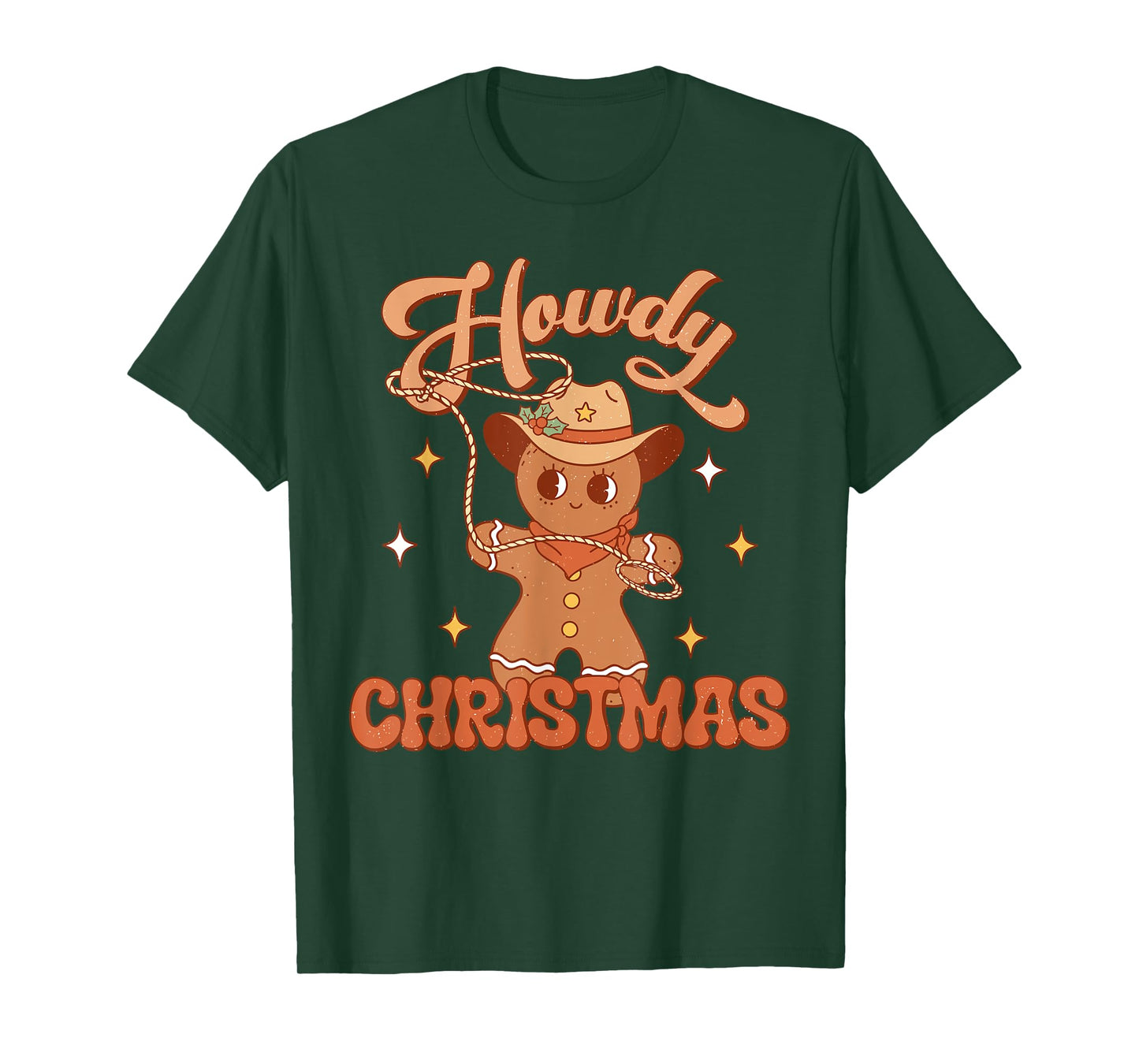 Gingerbread Man Cowboy Lasso Western Howdy Christmas T-Shirt