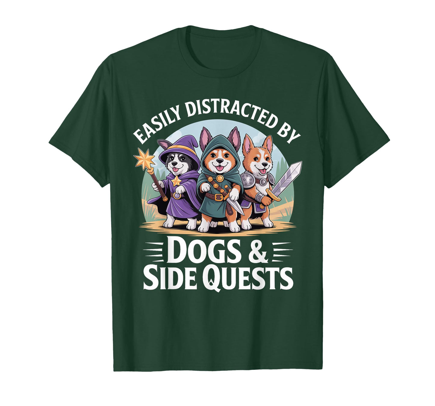 Gamer Side Quest Dog Funny RPG Games Gaming T-Shirt