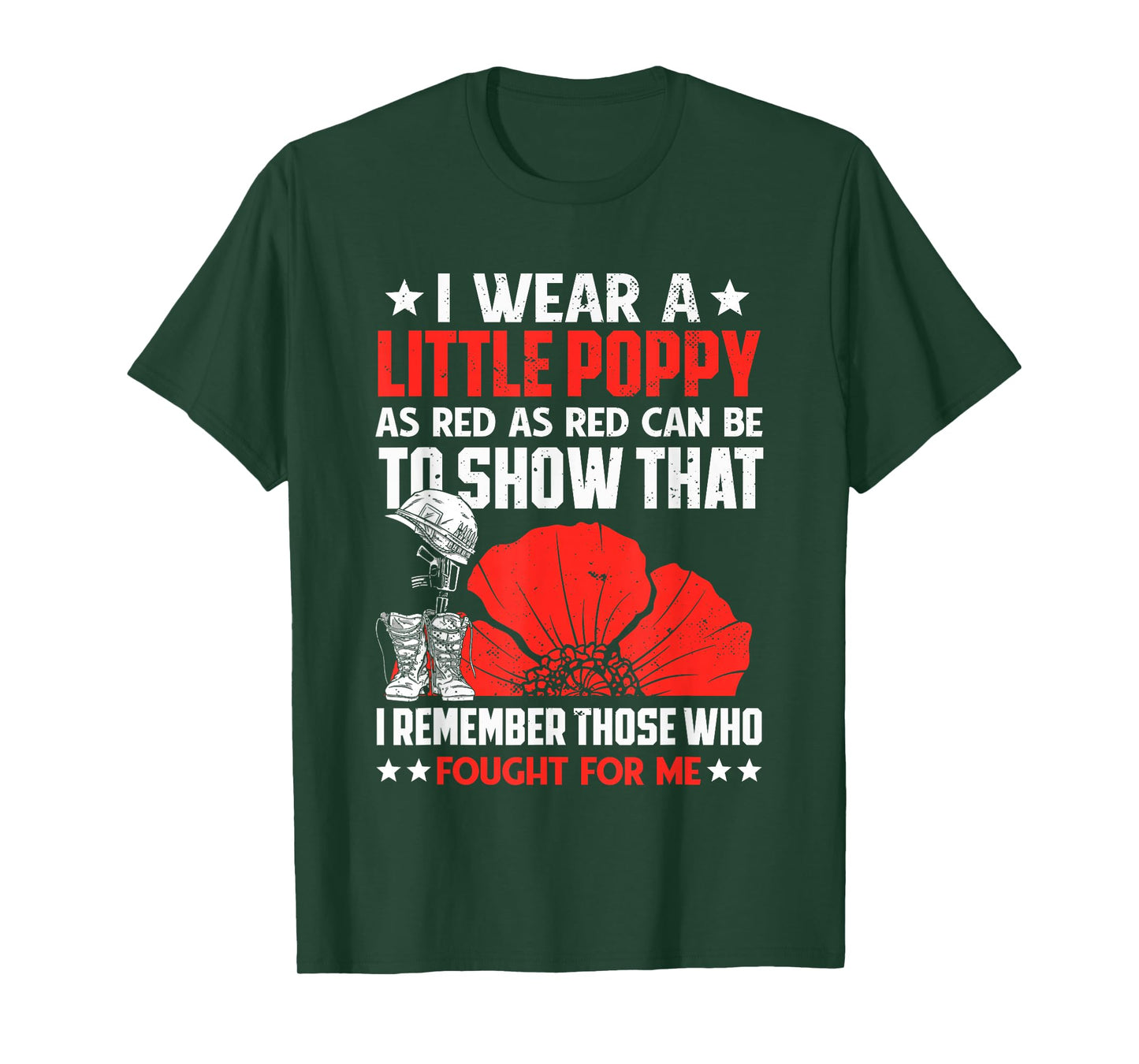 Veterans Day USA Memorial Lest We Forget Red Poppy Flower T-Shirt
