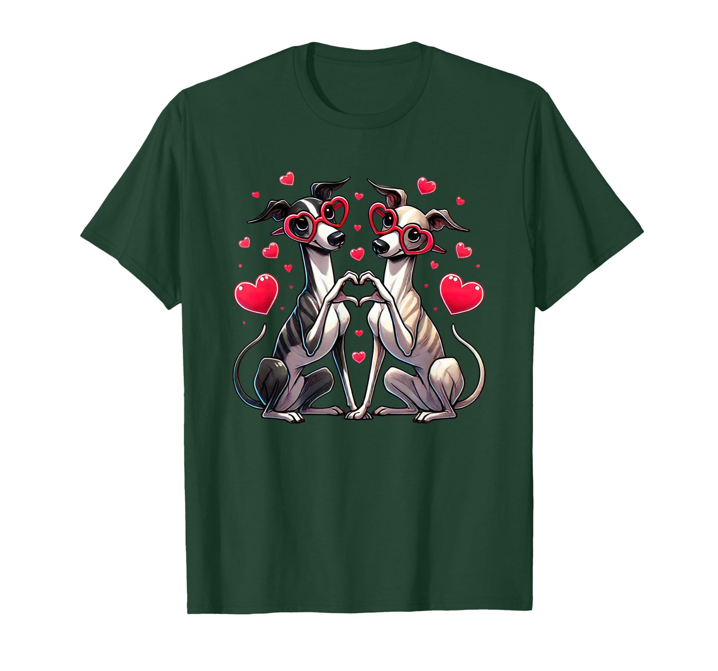 Heart Sign Hand Whippet Valentine Dog Womens Mens Kids T-Shirt