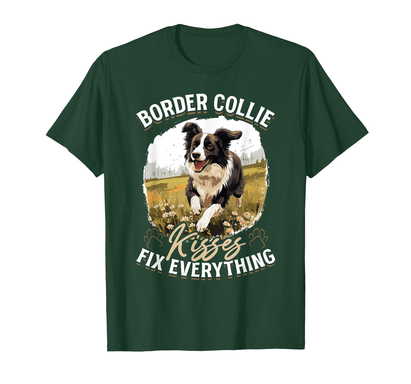 Border Collie Dog - Border Collie kisses fix everything T-Shirt for Men Women Kids