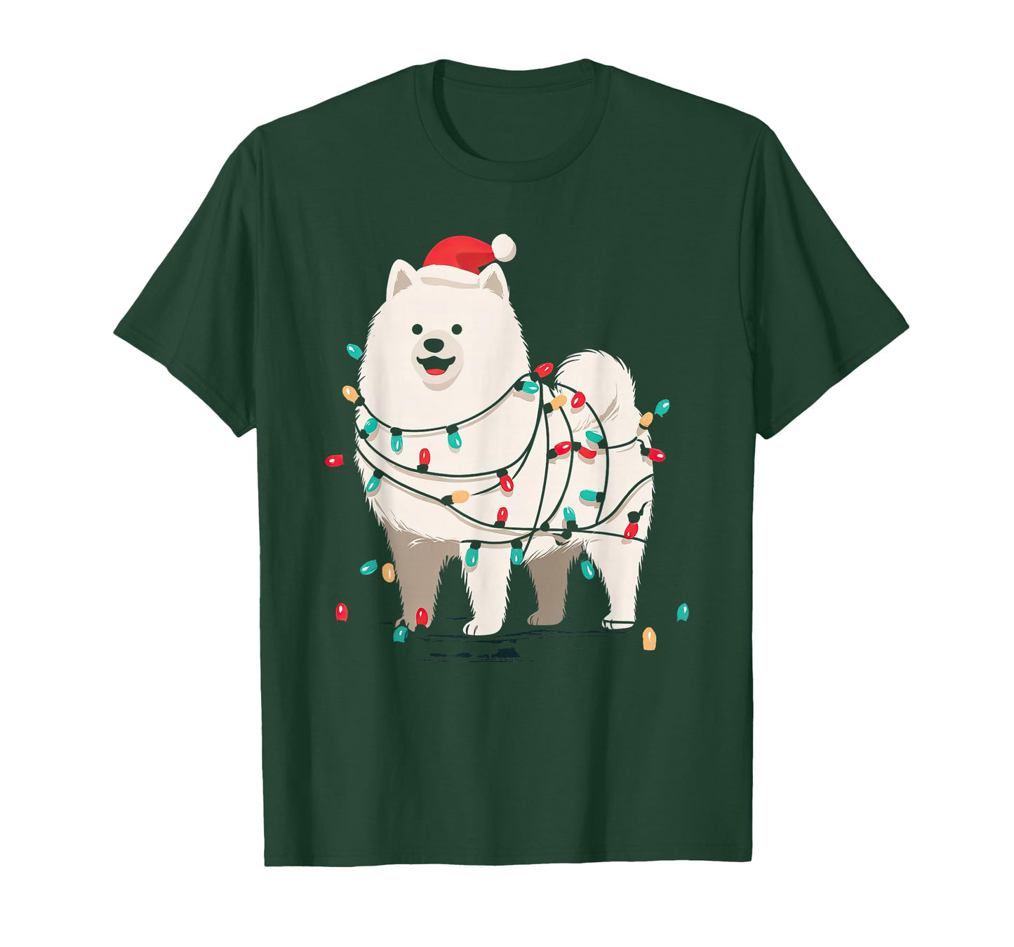 Funny American Eskimo Christmas Graphics Dog Lights Lover T-Shirt