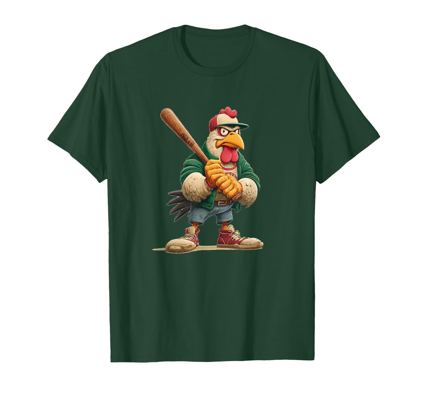 Cool Sport Rooster in Trainings Clothes for Baseball Lovers T-Shirt