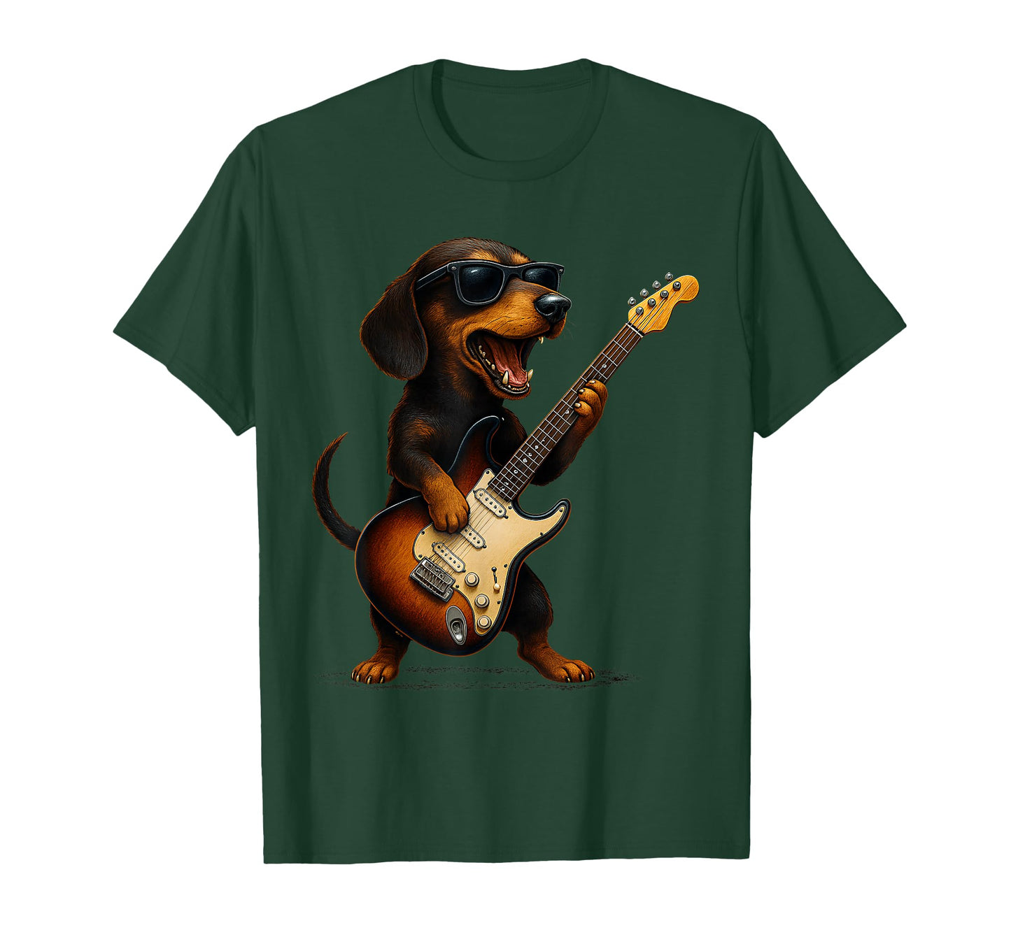 Dachshund Playing Guitar Rock Music Dog Lover Pet Mom Animal T-Shirt