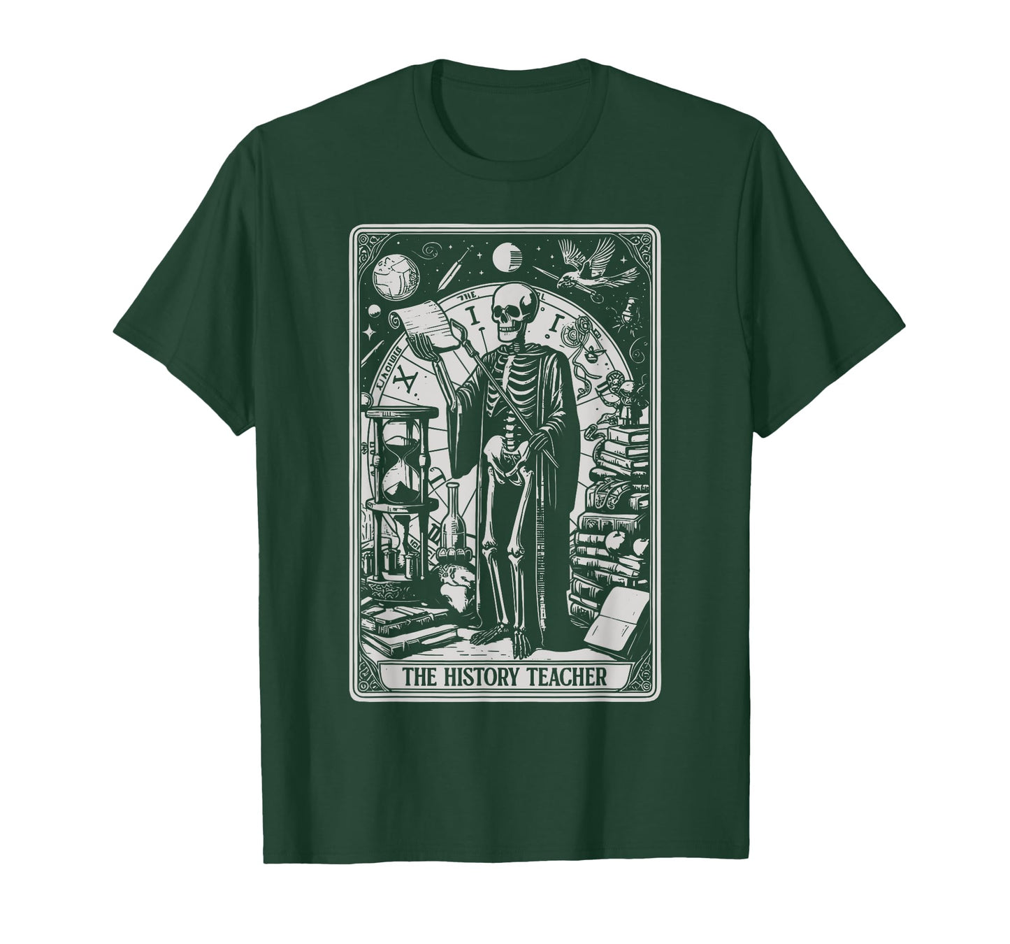 Funny Skeleton History Teacher Tarot Card Astrology Witch T-Shirt