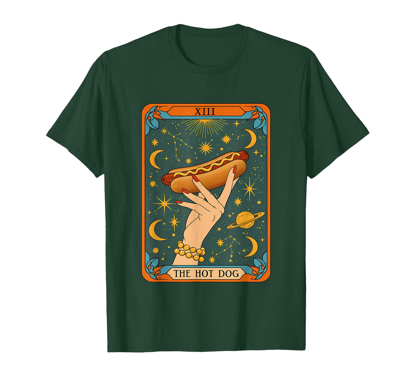 Witchy Hot Dog Tarot Shirt Vintage Astrology Food Meme T-Shirt for Men Women Kids