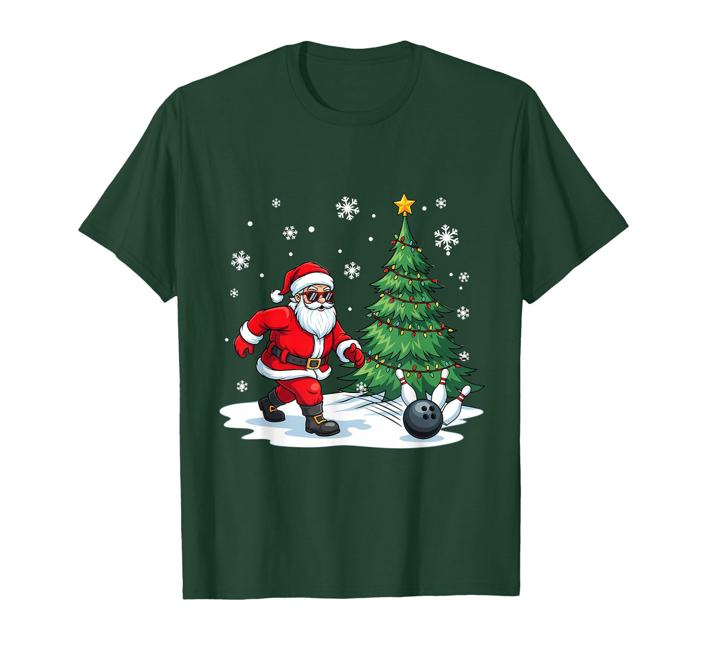 Merry Christmas Santa Playing Bowling Sport Lovers T-Shirt