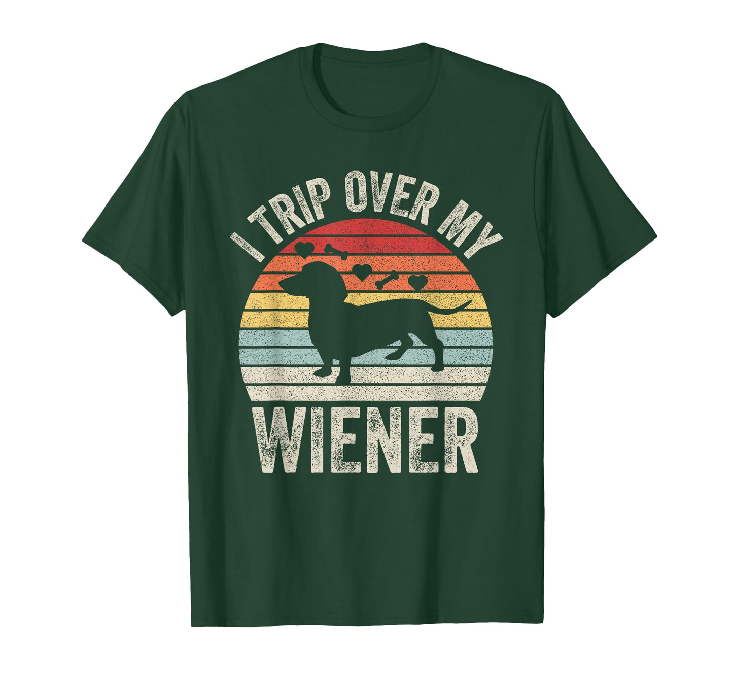 Retro I Trip Over My Wiener Best Friend Dog Dachshund Lover T-Shirt for Men Women Kids