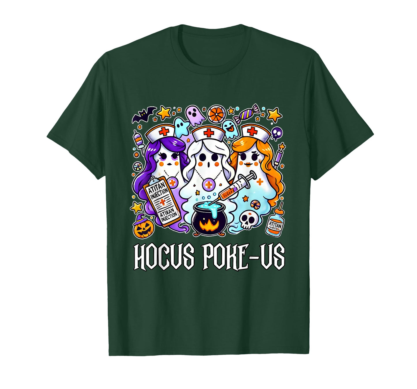 Funny Witches Nurse Spooky Nurse Witch Halloween Nursing Pun T-Shirt