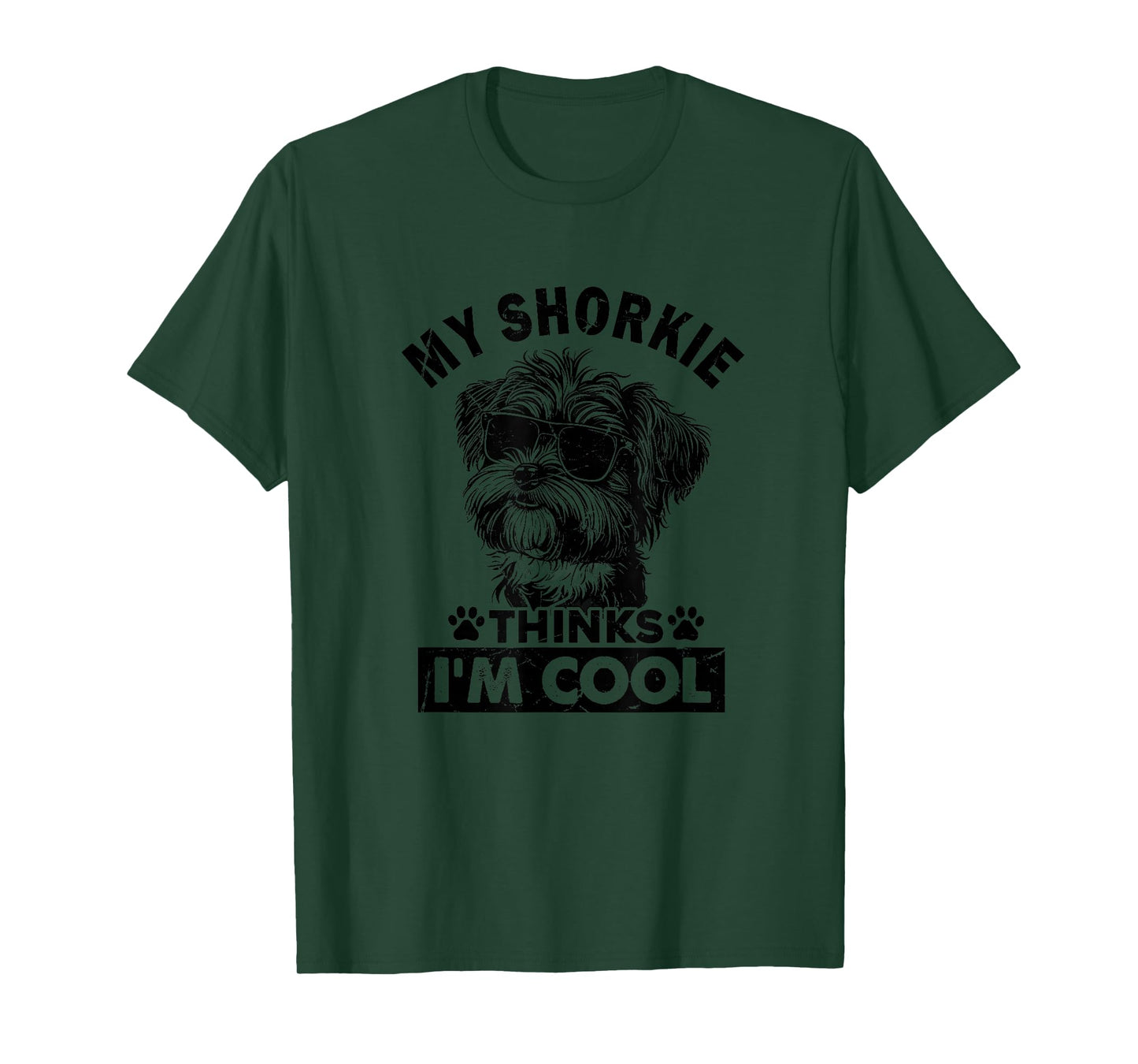 My Shorkie Dog Thinks I'm Cool Vintage Retro Funny Dog Lover T-Shirt