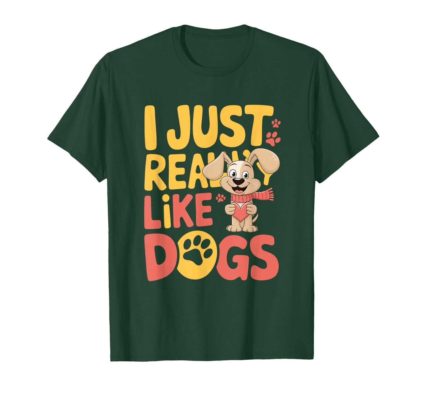 I Just Really Like Dogs Cute Cartoon Puppy Heart Hat T-Shirt