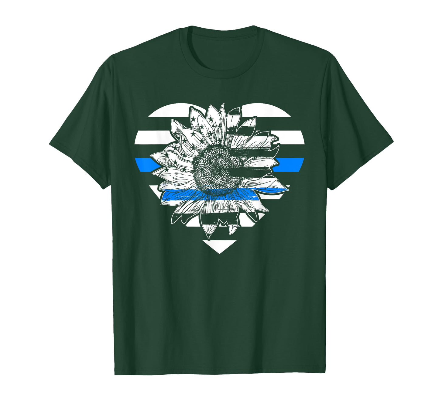 Thin Blue Line Sunflower Law Enforcement Police Officer Cop T-Shirt
