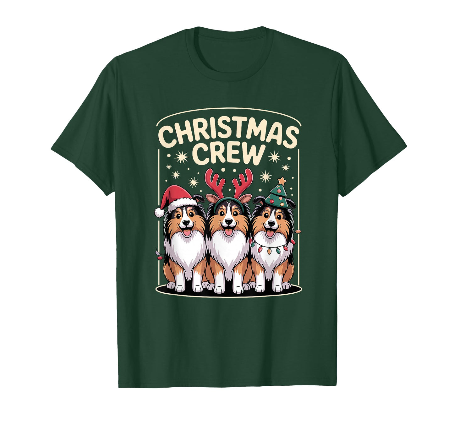 Christmas Crew Puppy Dog Funny Christmas Shetland Sheepdog T-Shirt