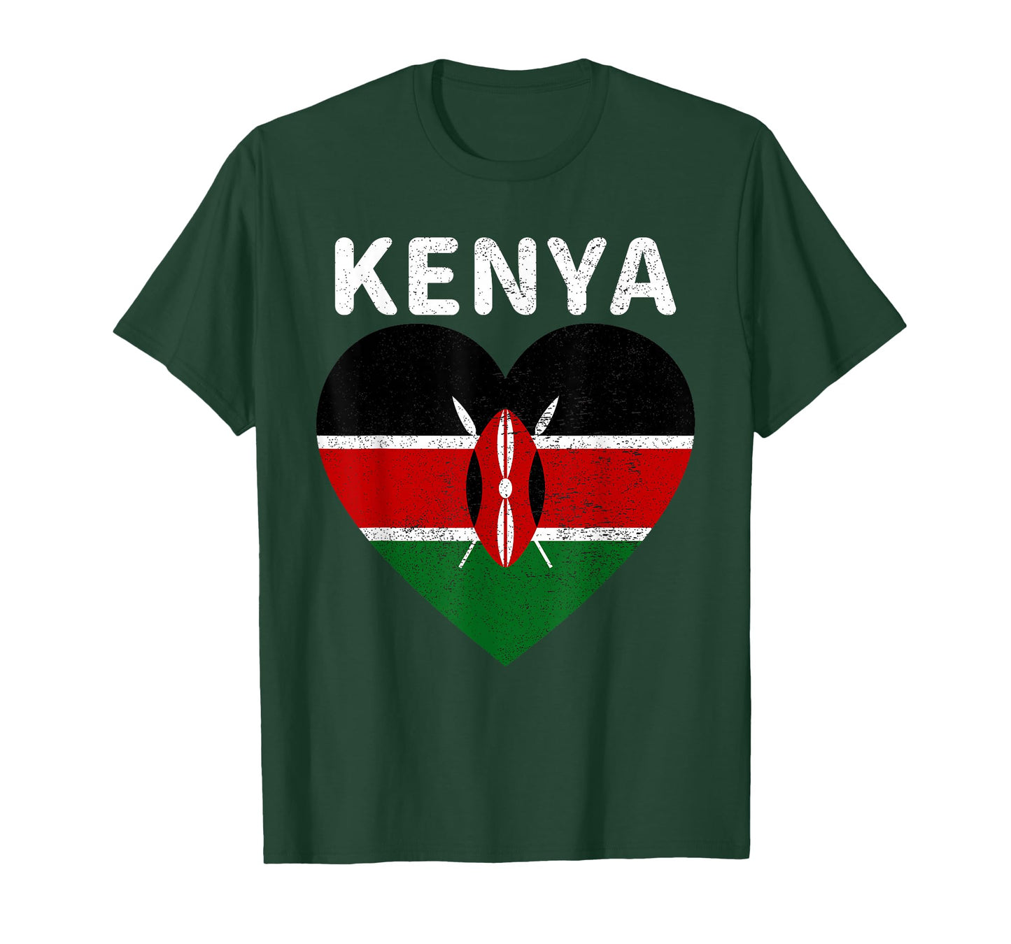 I Love Kenya Kenyan Africa Pride Flag Print Vintage Retro T-Shirt