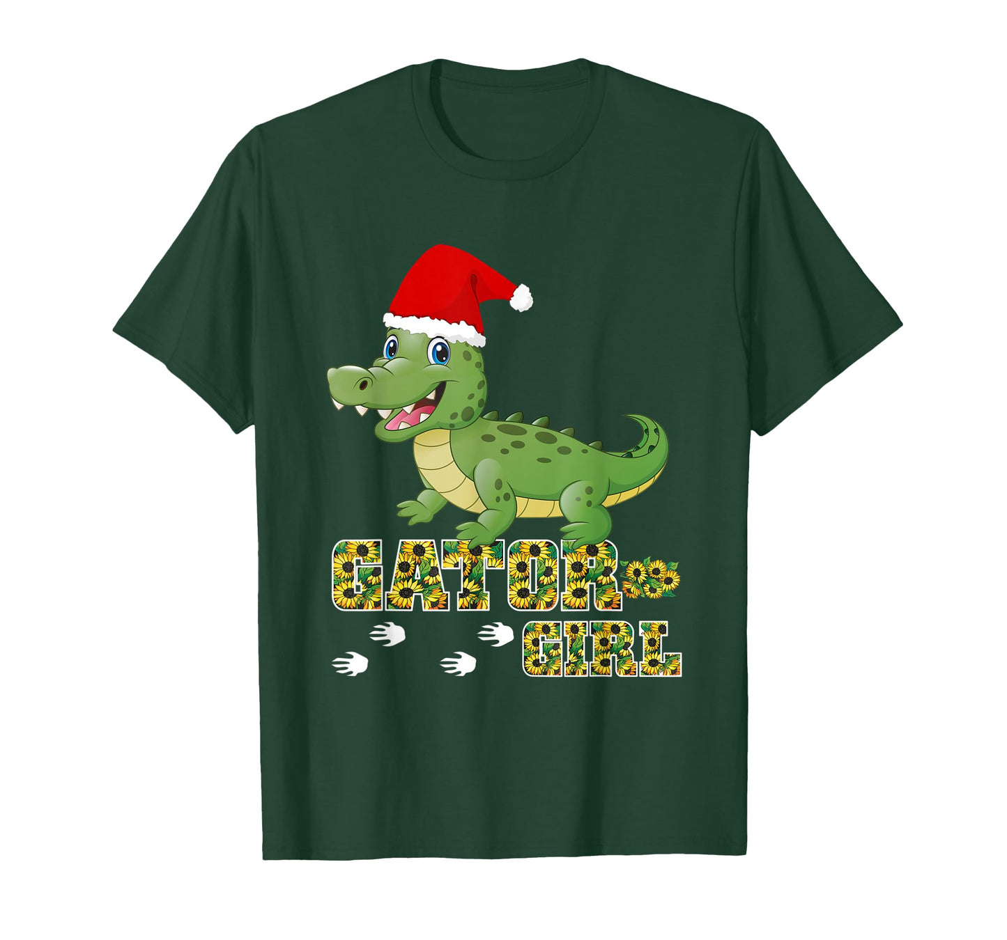 Christmas Gator Girl Santa Hat Florida Alligator Crocodile T-Shirt