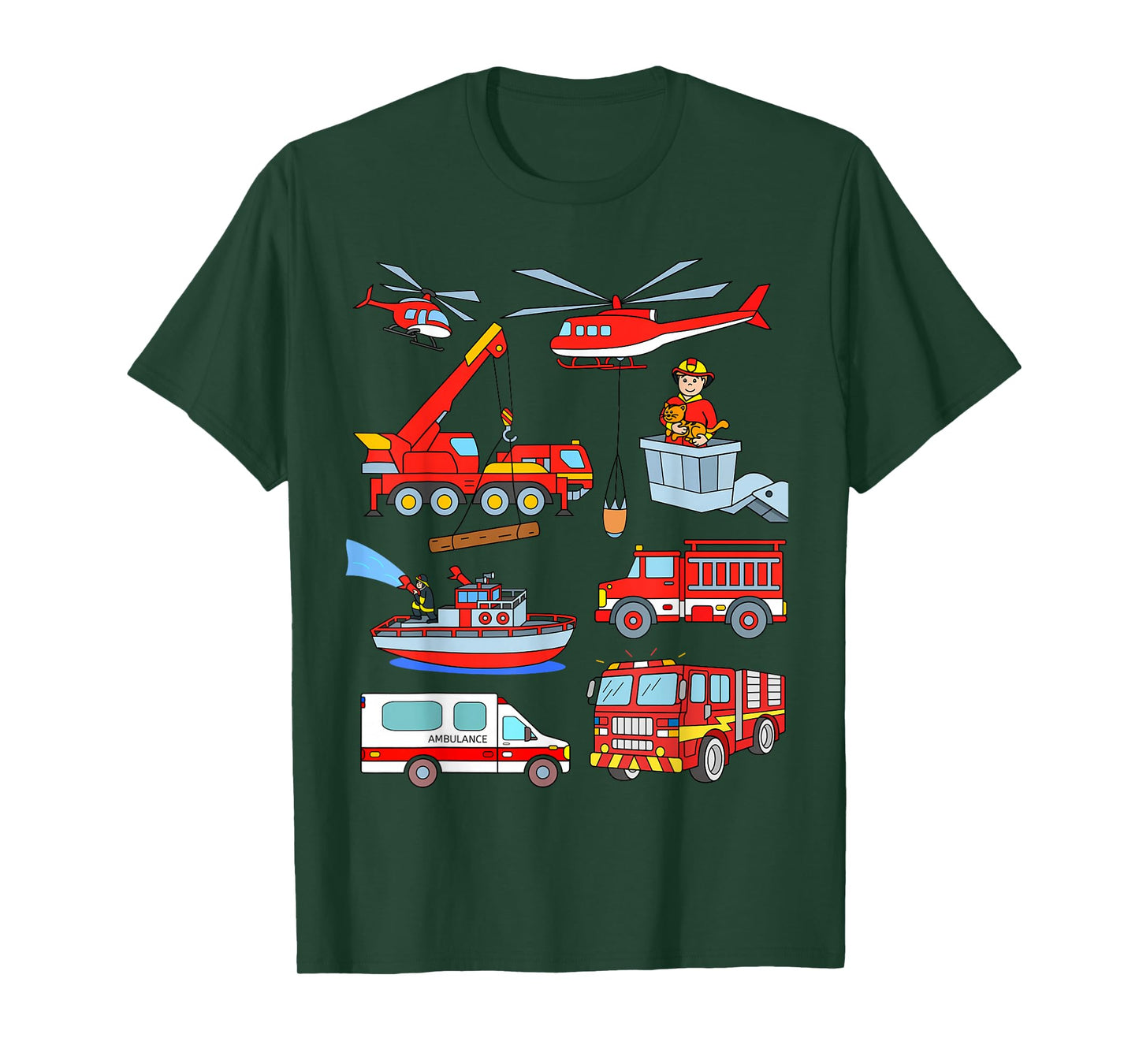 Firetruck Boys Men Firefighter Fireman Fire Engine Truck T-Shirt