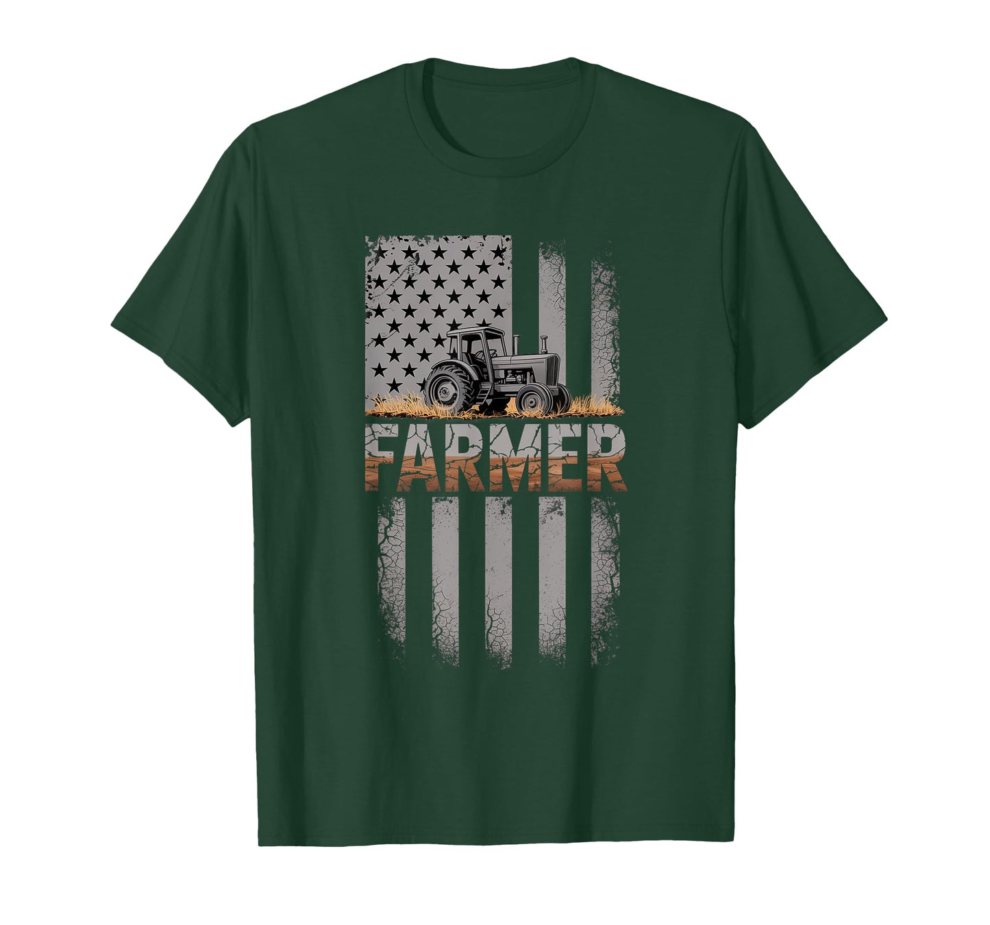 Farmer Flag Tractor Vintage American Rural Pride T-Shirt