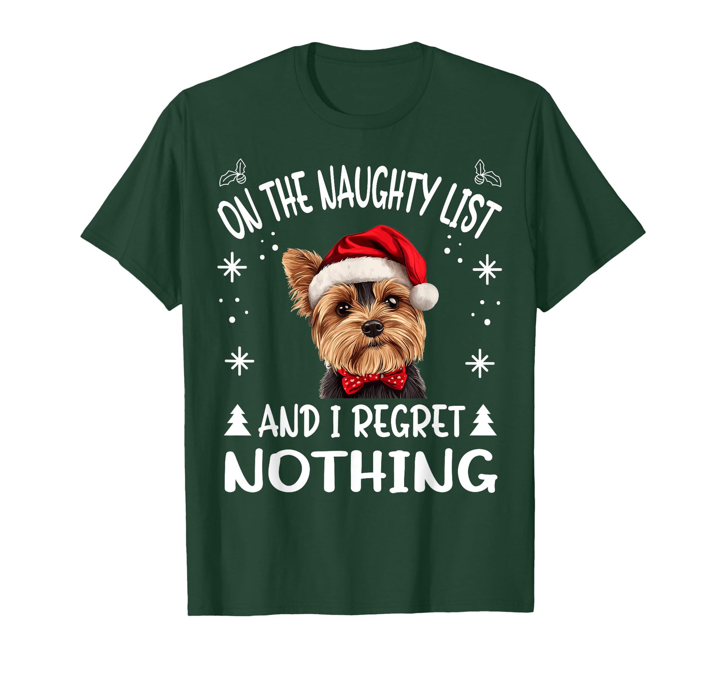 Cute Yorkshire Terrier Yorkie dog Dog Christmas On The Men Women T-Shirt