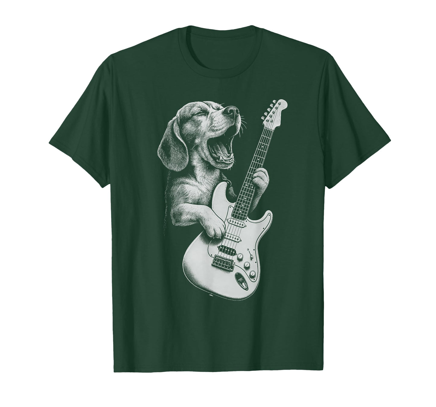 Beagle Playing Guitar Rock Music Dog Lover T-Shirt
